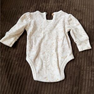 Charming Cream Floral Baby Bodysuit Pehr Organic Cotton